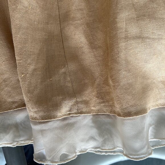Femmes Je Vous Aime Tan Linen Dress Size Medium / Large - Picture 8 of 11